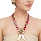 Gold Plated Kundan Claw Heritage Necklace Set