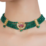 VILANDI KUNDAN GREEN CRESENT CHOKER SET