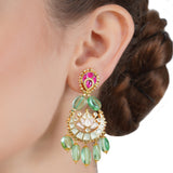 VILANDI FLORITE RUBY KUNDAN PENDANT SET