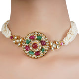 VILANDI FLORAL ROUND KUNDAN CHOKER SET