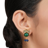 Gold Plated Kundan Lapiz Green Onyx Necklace Set