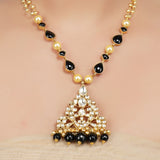Gold Plated Kundan Black Onyx Necklace Set