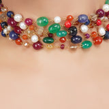 Gold Plated Navrattan Bead Choker Necklace Set