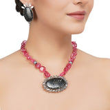 Silver Plated Dolomite Tourmaline Necklace Set