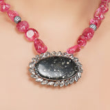 Silver Plated Dolomite Tourmaline Necklace Set