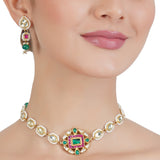 VILANDI KUNDAN RED GREEN CHOKER SET