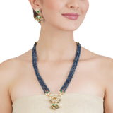 VILANDI BLUE CHAND KUNDAN PENDANT SET