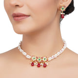 Gold Plated Kundan Flower Pearl Choker Set