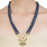 VILANDI BLUE CHAND KUNDAN PENDANT SET