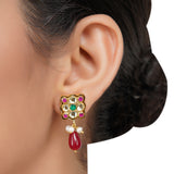 Gold Plated Kundan Flower Pearl Choker Set