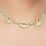 Gold Plated Kundan Aquamarine Choker Set
