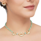 Gold Plated Kundan Aquamarine Choker Set