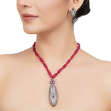 Silver Plated Zircon Pendant Necklace Set