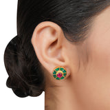 Gold Plated  Kundan Green Onyx Choker Necklace set