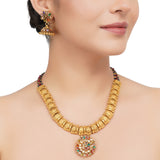 Gold Plated Navrattan  Necklace Set