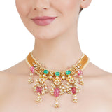 VILANDI KUNDAN GOLD FLORAL NECKLACE SET