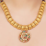 Gold Plated Navrattan  Necklace Set
