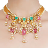 VILANDI KUNDAN GOLD FLORAL NECKLACE SET