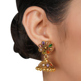 Gold Plated Navrattan  Necklace Set