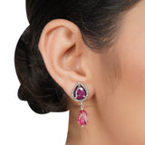 Silver Plated Zircon Tourmaline Pendant Necklace Set