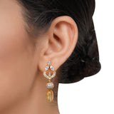 Gold Plated Zircon Carved Citrine Quartz Necklace Set