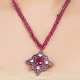 Silver Plated Zircon Tourmaline Pendant Necklace Set