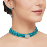 Silver Plated Zircon Choker Set