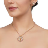 Gold Plated Zircon Pendant  Necklace Set