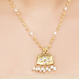 Gold Plated Kundan Pendant Necklace Set