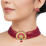 Gold Plated  Kundan Red Choker Necklace set