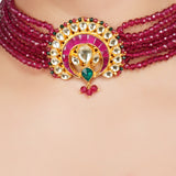 Gold Plated  Kundan Red Choker Necklace set