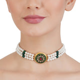 VILANDI PEARL ROUND GREEN CHOKER