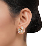 Gold Plated Zircon Red Pink Coral Necklace Set
