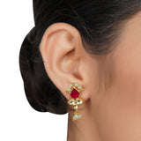 Gold Plated Red Kundan Fluorite Choker Necklace Set