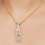 Gold Plated Zircon Green Coral Necklace Set