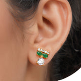 Gold Plated Zircon Green Coral Necklace Set