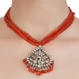 VILANDI CORAL TIKONA KUNDAN PENDANT