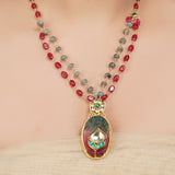 Gold Plated Neel Kundan Druzy Necklace Set