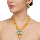 Gold Plated Neel Kundan Citrine Necklace Set