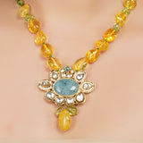Gold Plated Neel Kundan Citrine Necklace Set