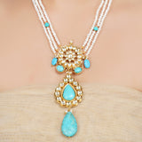 Godl Plated Neel Kundan Turquoise Necklace Set