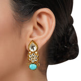 Godl Plated Neel Kundan Turquoise Necklace Set
