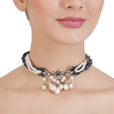 VILANDI TEAR DROP BLUE AND PEARL CHOKER