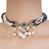 VILANDI TEAR DROP BLUE AND PEARL CHOKER