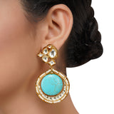 Gold Plated Neel Kundan Turquoise Heritage Necklace Set
