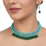 Gold Plated Neel Kundan Turquoise Choker Set