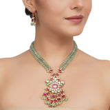 Gold Plated Neel Kundan Necklace Set