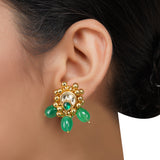 Gold Plated Neel Kundan Green Onyx Necklace Set