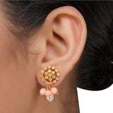 Gold Plated Neel Pink Coral Zircon Choker Set