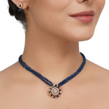 Gold Plated Neel Blue Zircon Necklace Set